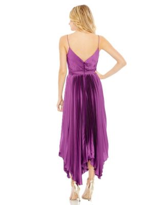  Pleated Satin Flowy Midi Dress