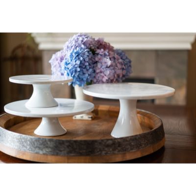 White Porcelain Round Pedestal Cake Stand, 8.5" 