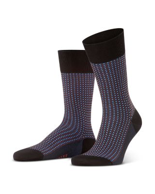 Uptown Tie Cotton & Nylon Grid Crew Socks