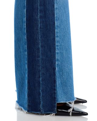 The Tuxedo Sidestepper Sneak Fray High Rise Wide Leg Jeans in Double Stacked