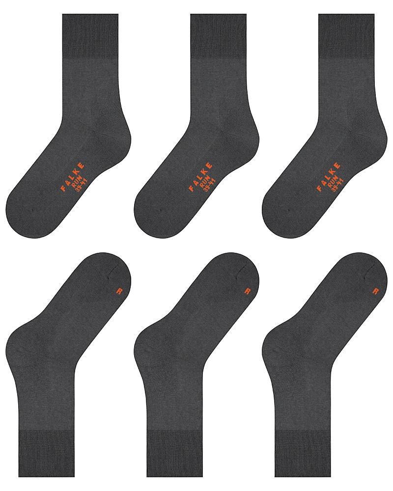 Falke Run Crew Socks, Pack Of 3 In Dark Grey
