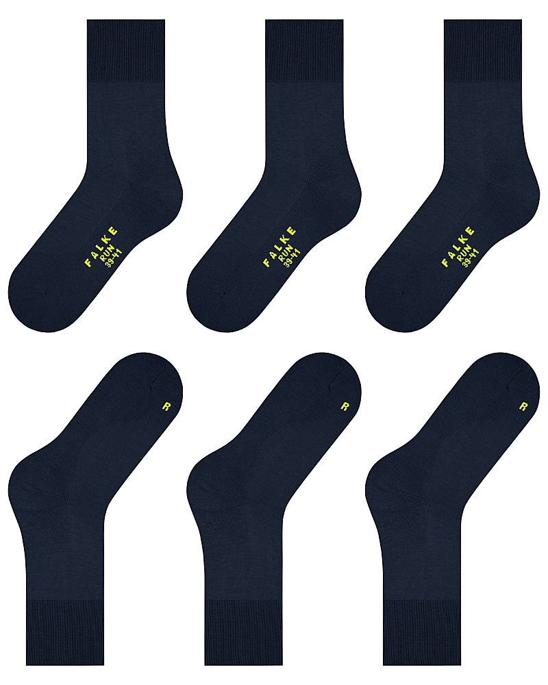 Falke Run Crew Socks, Pack Of 3 In Marine