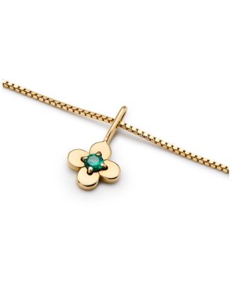  Gold Pendant Emerald Flower Charm Necklace