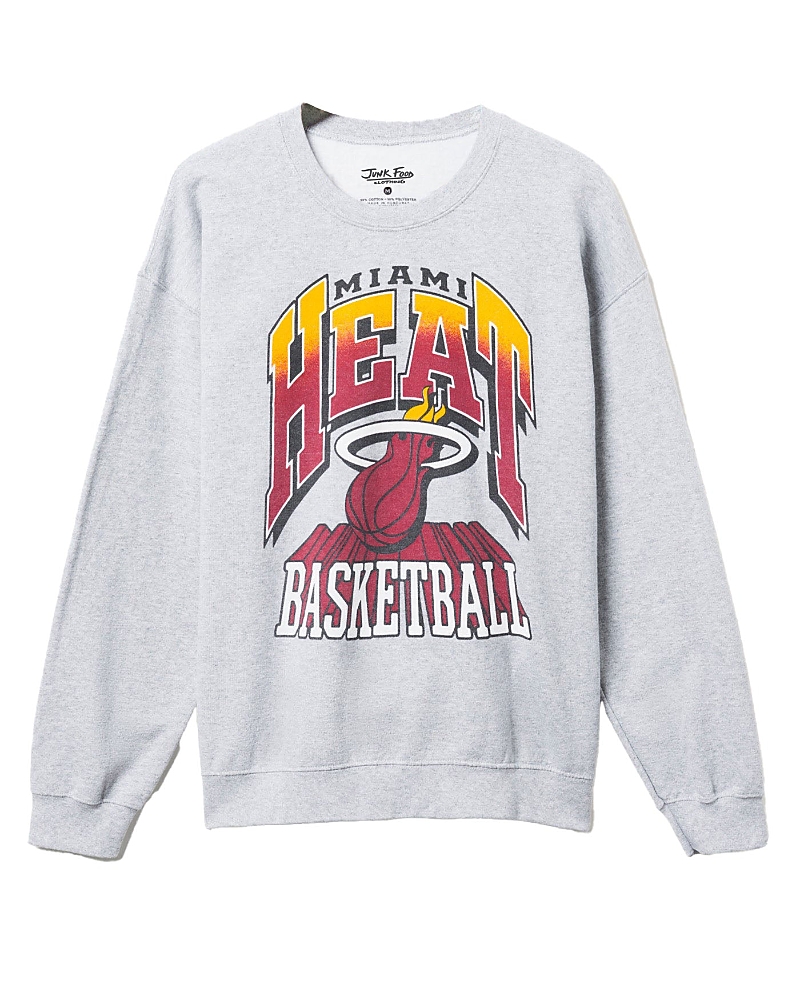 Junk Food Clothing Unisex Nba Miami Heat Backcourt Crew Fleece Sweatshirt In Heather Gray
