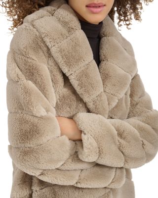 Grooved Faux Fur Coat