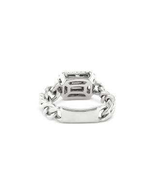 18K White Gold Mosaic Diamond Groumette Link Ring