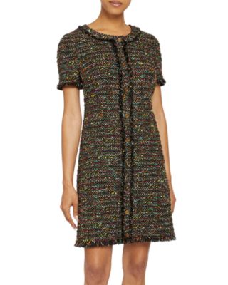 Santorelli Short Sleeve Tweed Dress