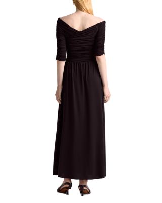 Char Ruched Elbow Sleeve Maxi Dress