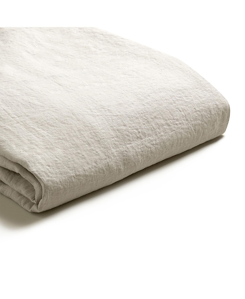 Piglet In Bed Plain Linen Blend Duvet Cover In Oatmeal