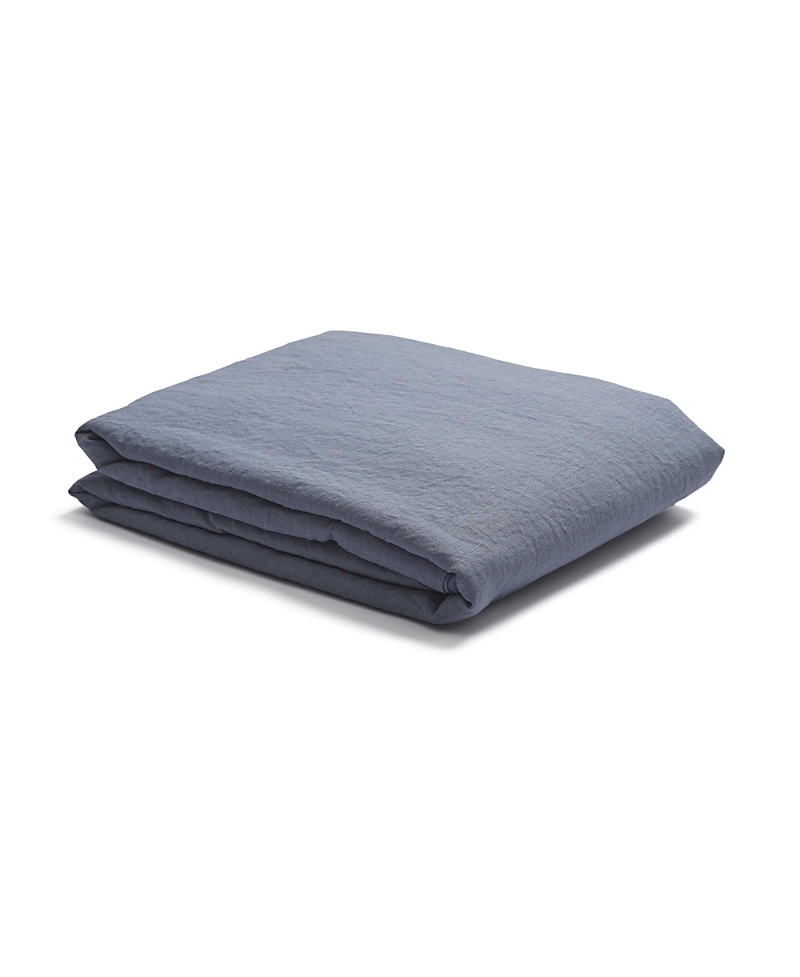 Piglet In Bed Linen Blend Flat Sheet, Twin In Dusk Blue