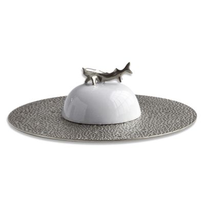 Bernardaud - Ecume Platinum Caviar Plate and Bell Covert