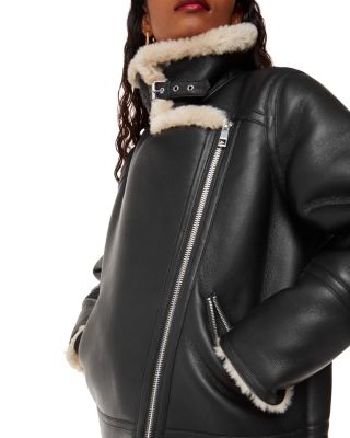Petite Faux Shearling Aviator Coat
