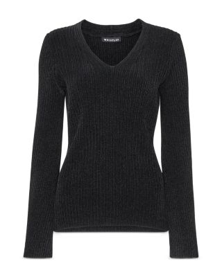 Chenille V Neck Knit Sweater
