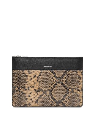 Whistles - Una Snake Print Panel Pouch Zip Clutch