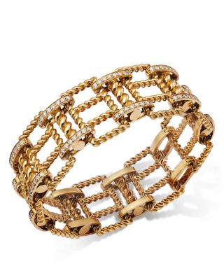 Roberto Coin 18K Yellow Gold Diamond Barocco Wide Bracelet
