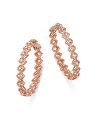 Roberto Coin - 18K Rose Gold Roman Barocco Diamond Oval Hoop Earrings