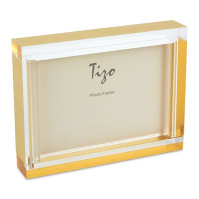Gold Edged Lucite Box Photo Frame 5&amp;quot; x 7&amp;quot;