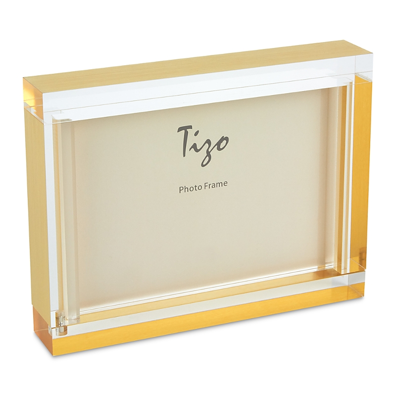 Tizo Gold Edged Lucite Box Photo Frame 5 X 7 In Gold