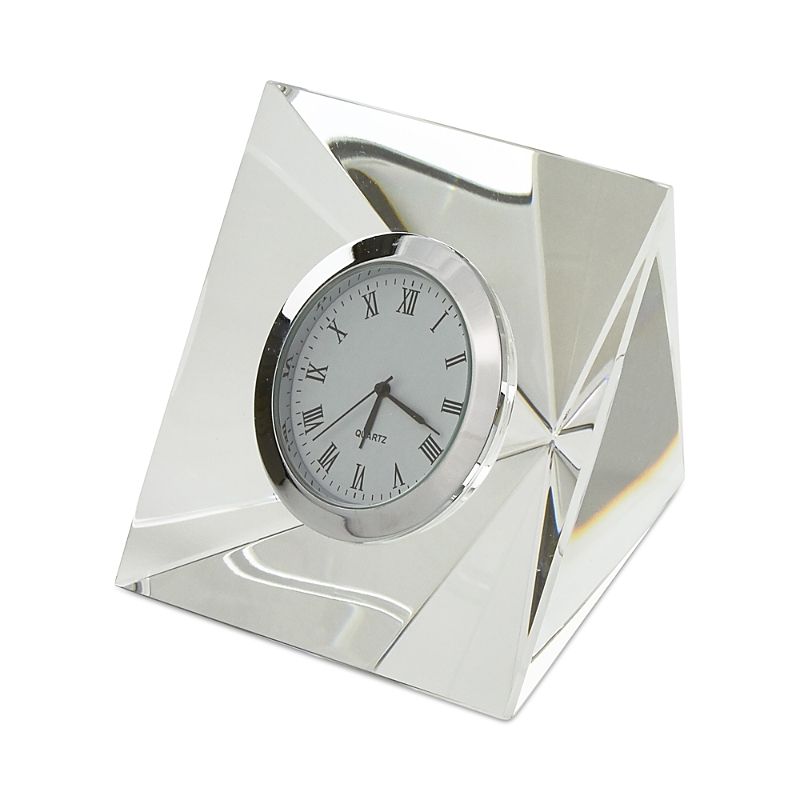 Tizo Crystal Diamond Shaped Clock In Silver