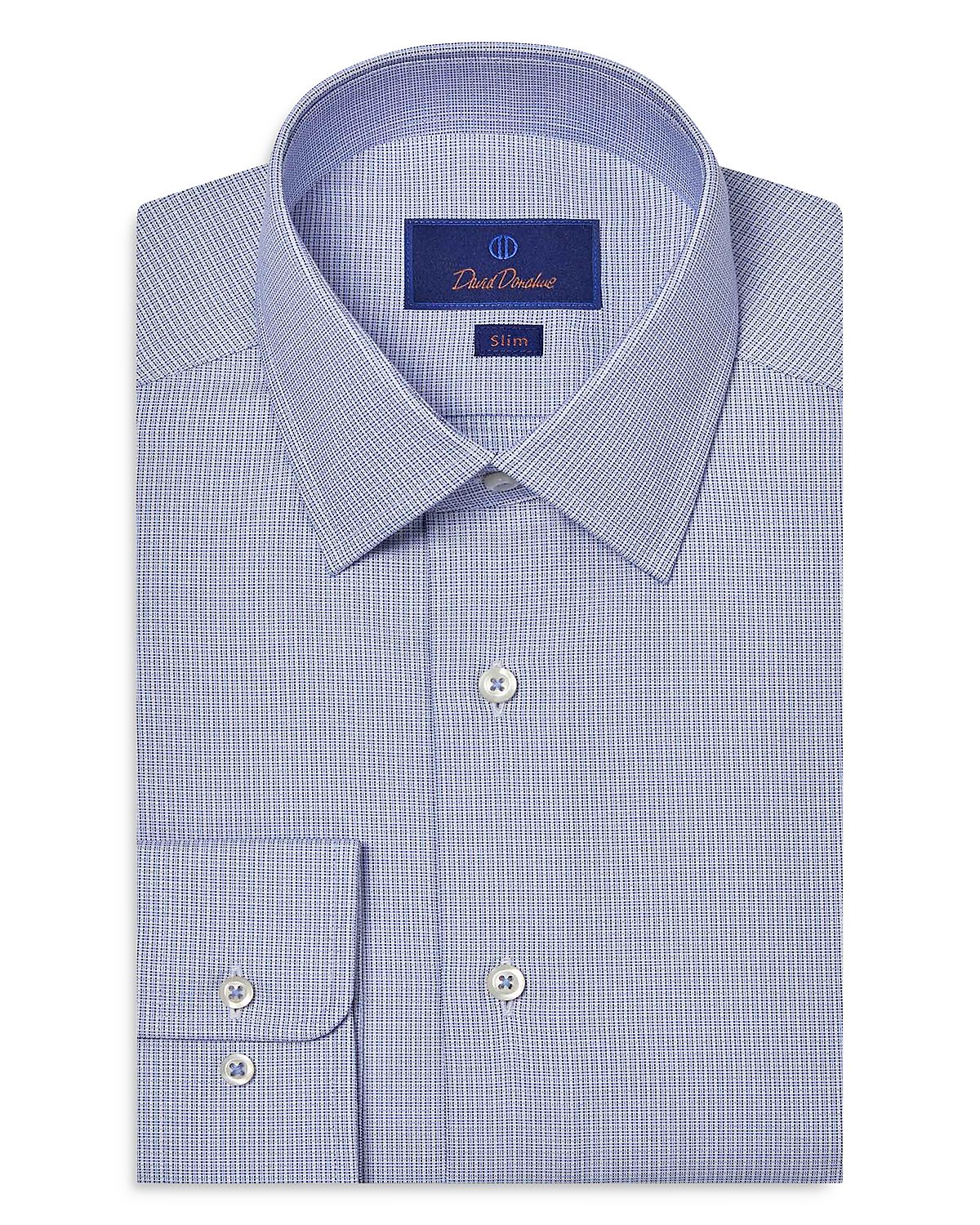David Donahue Slim Fit Printed Dobby Dress Shirt