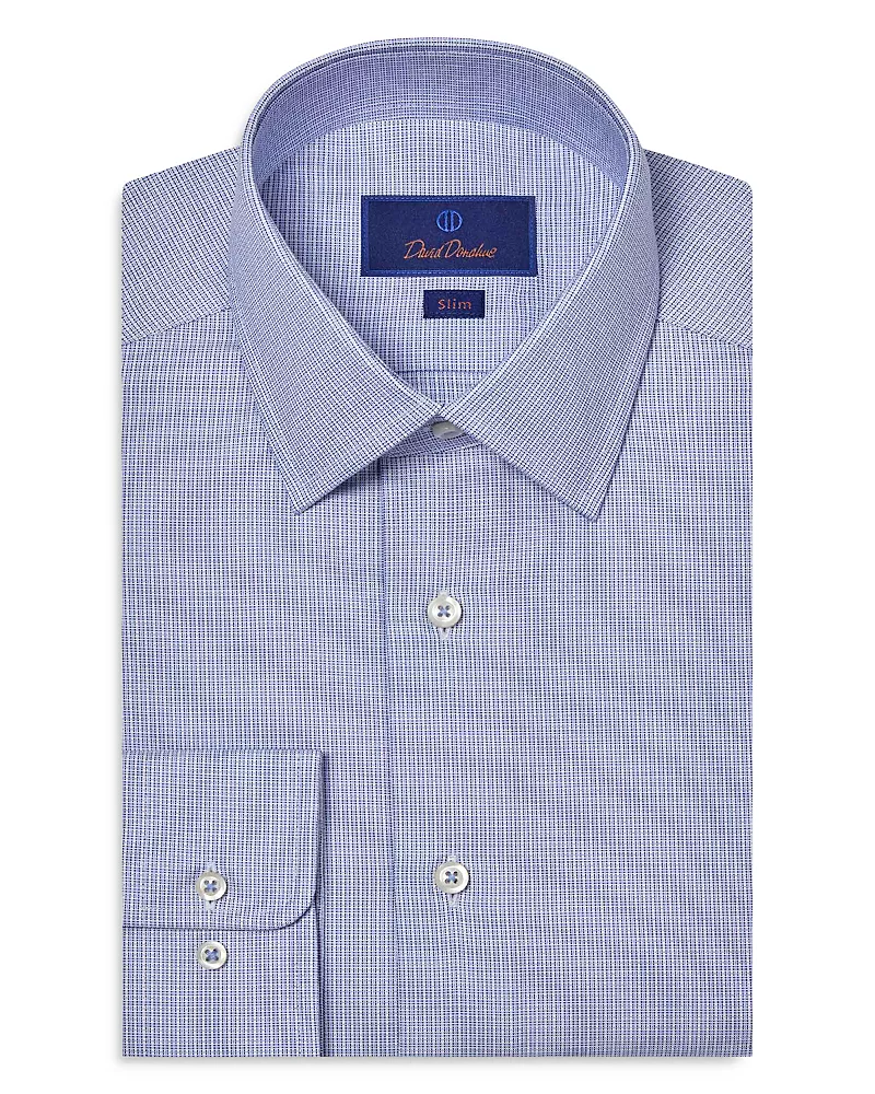 David Donahue Slim Fit Printed Dobby Dress Shirt