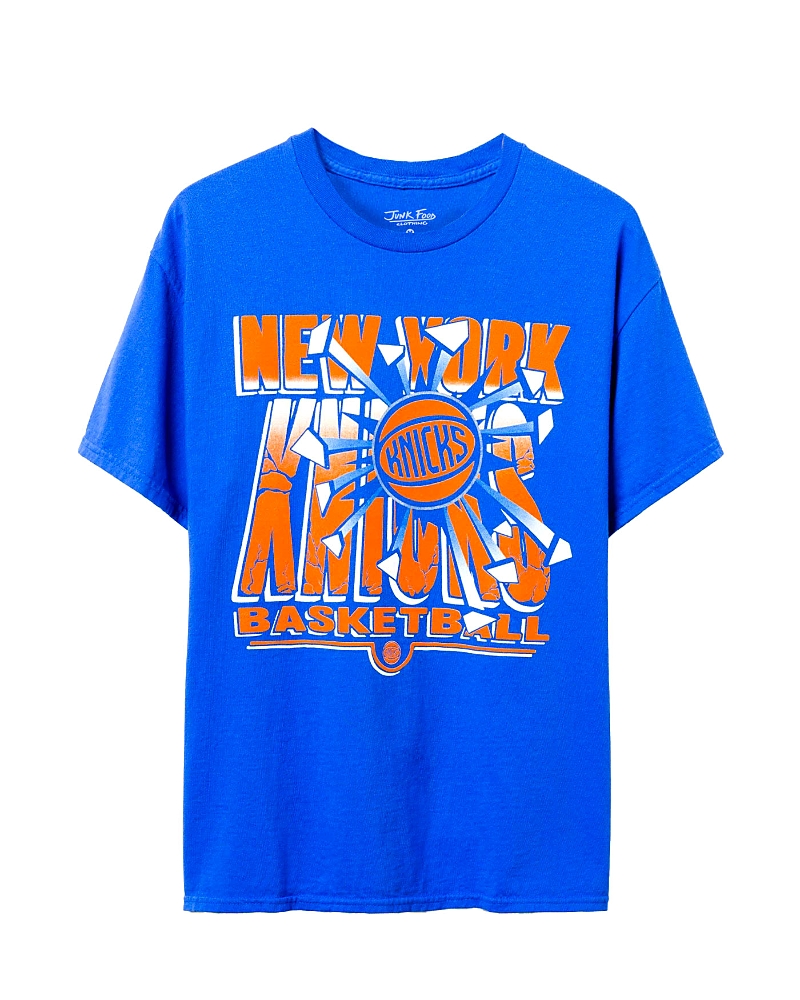 Junk Food Clothing Unisex Nba New York Knicks Break Through Short Sleeve Tee In Royal