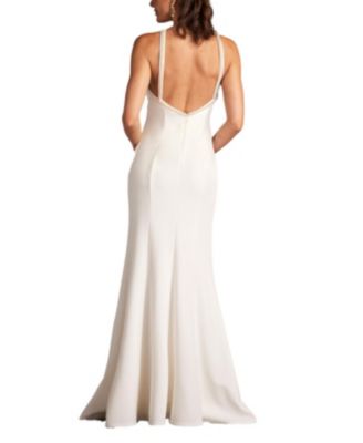 Sicily Pearl Trim Halter Gown