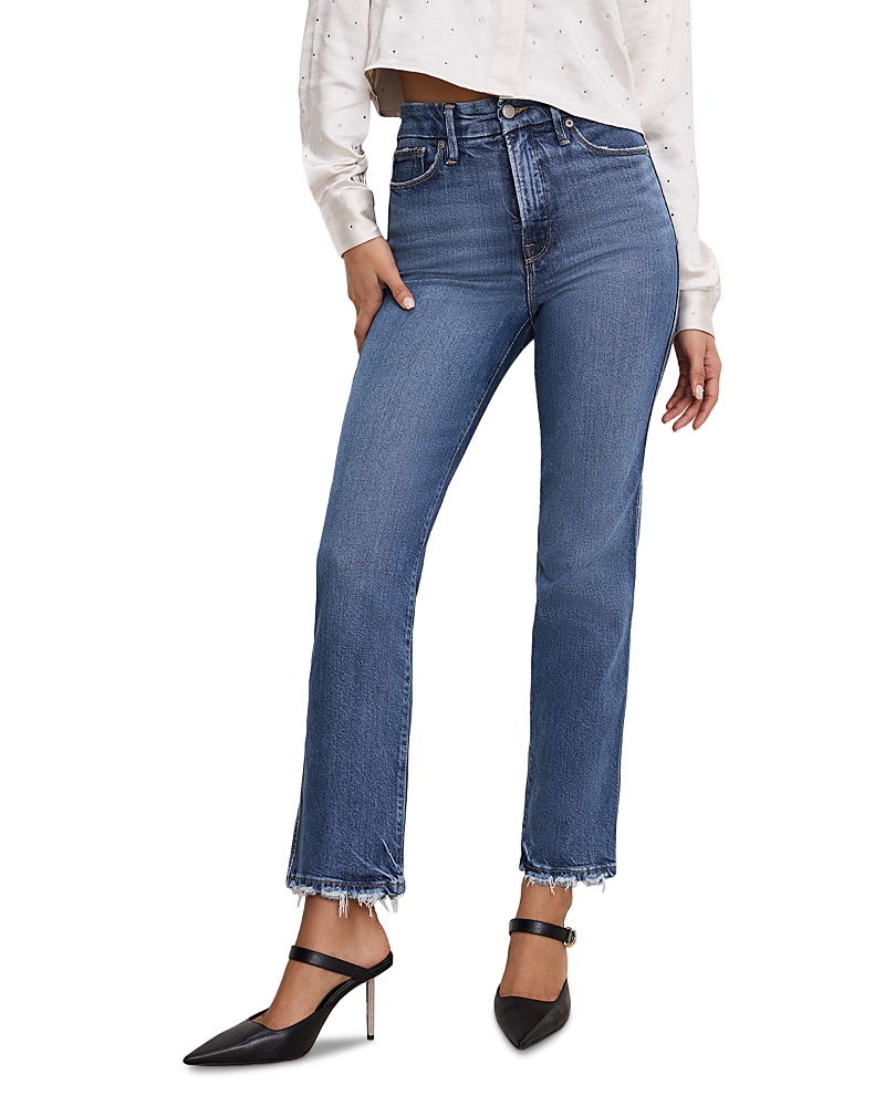 GOOD AMERICAN SOFT TECH GOOD CURVE STRAIGHT LEG HIGH RISE JEANS IN I537