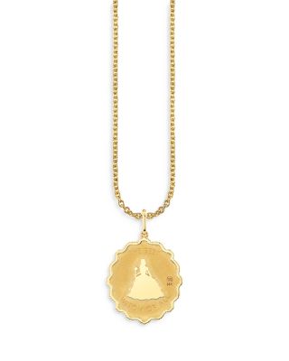 Wicked x Sydney Evan 14K Yellow Gold Glinda Wand Diamond & Pink Sapphire Coin Pendant Necklace, 18"