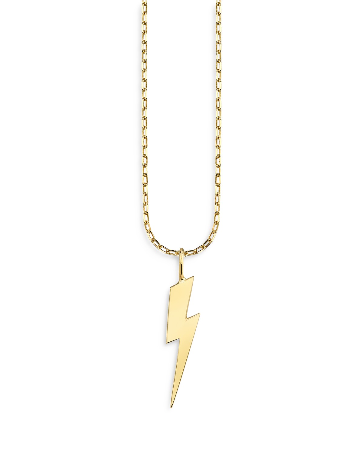 14K Yellow Gold Pure Lightning Bolt Pendant Necklace, 16"