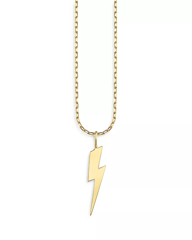 Sydney Evan 14K Yellow Gold Pure Lightning Bolt Pendant Necklace, 16