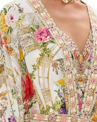 Silk Blouson Sleeve Layer Swim Cover Up in Egyptian Rose