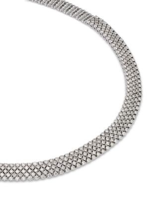 14K White Gold Diamond Pav&eacute; Tennis Necklace, 10.0 tcw