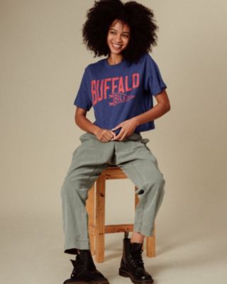  Women's NFL Buffalo Bills Dual Threat Mock Neck Crop Tee