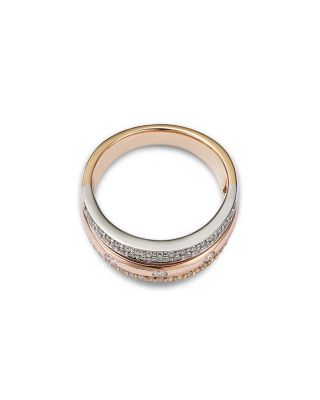 14K Tricolor Gold Diamond Pav&eacute; Band, 0.45 tcw