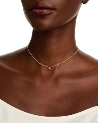 14K Yellow Gold Prong Diamond Pendant Necklace, 14-16"