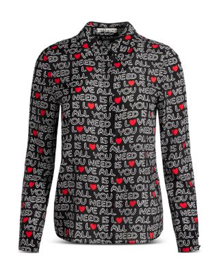 Alice and Olivia x The Beatles Willa Silk Shirt | Bloomingdale's