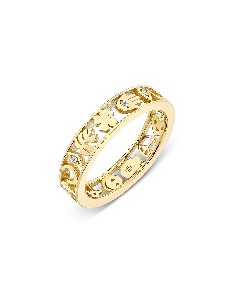 Sydney Evan 14k Yellow Gold Diamond Open Icon Ring In Gold