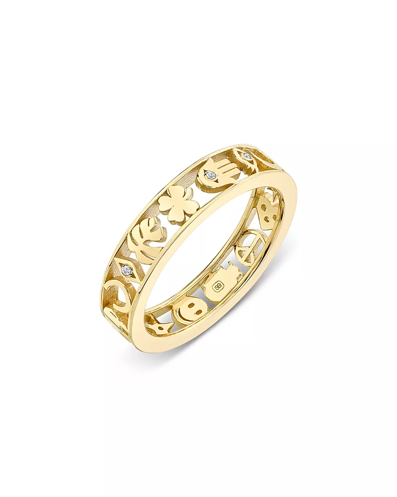 Sydney Evan 14K Yellow Gold Diamond Open Icon Ring