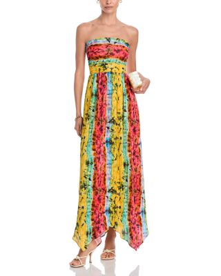 Printed Strapless Midi Dress - Exclusive