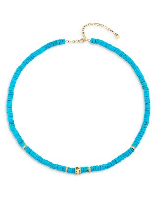 Sydney Evan - 14K Yellow Gold Turquoise & Diamond Lucky Rondelle Beaded Necklace