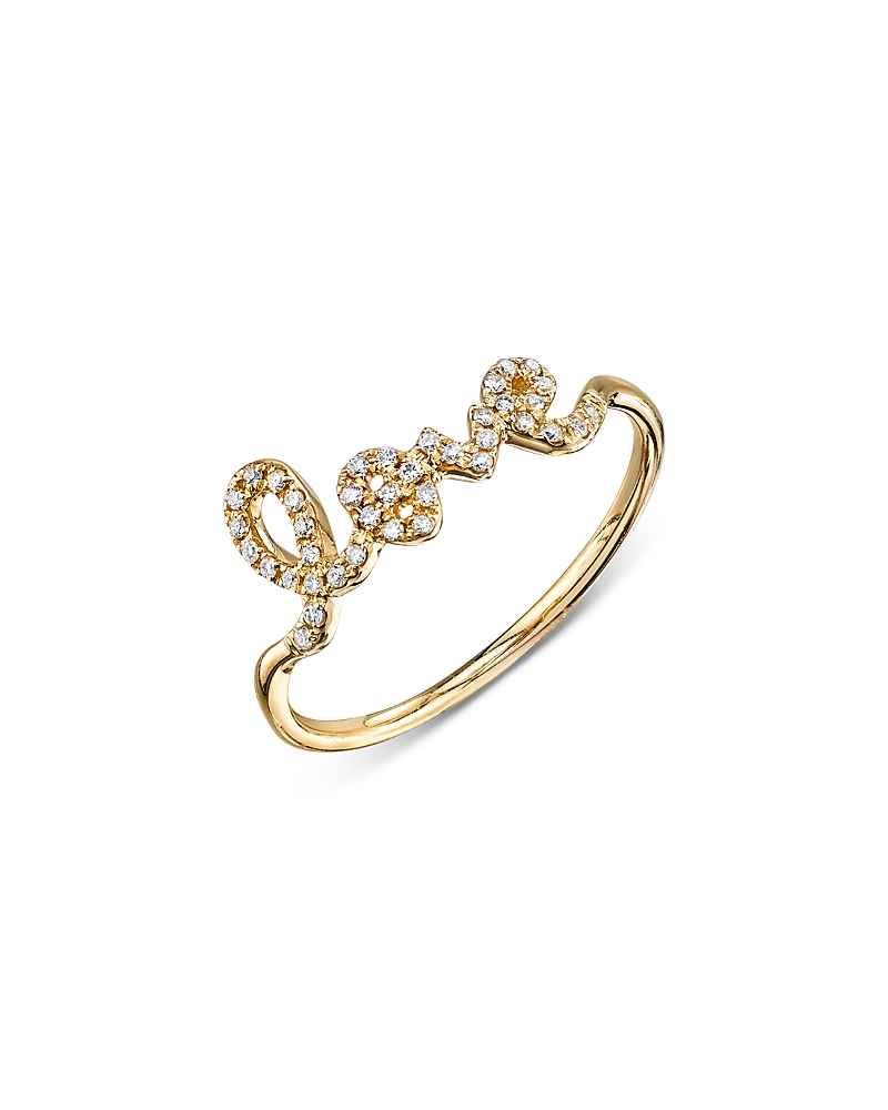 Sydney Evan 14K Yellow Gold Diamond Love Script Ring