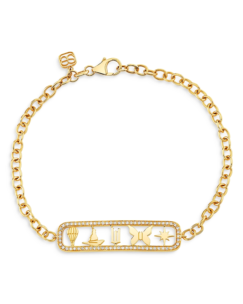 Sydney Evan 14K Yellow Gold Wicked Diamond Open Icon Link Bracelet