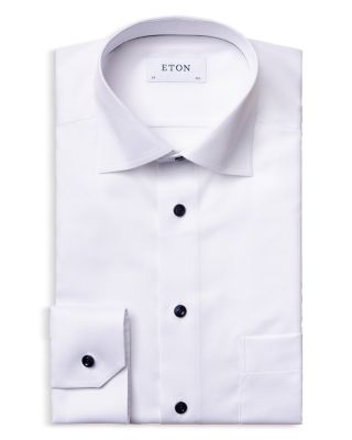 Eton - Classic Fit Twill Shirt with Navy Details