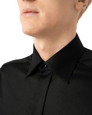 Slim Fit Twill Fly Front Formal Shirt