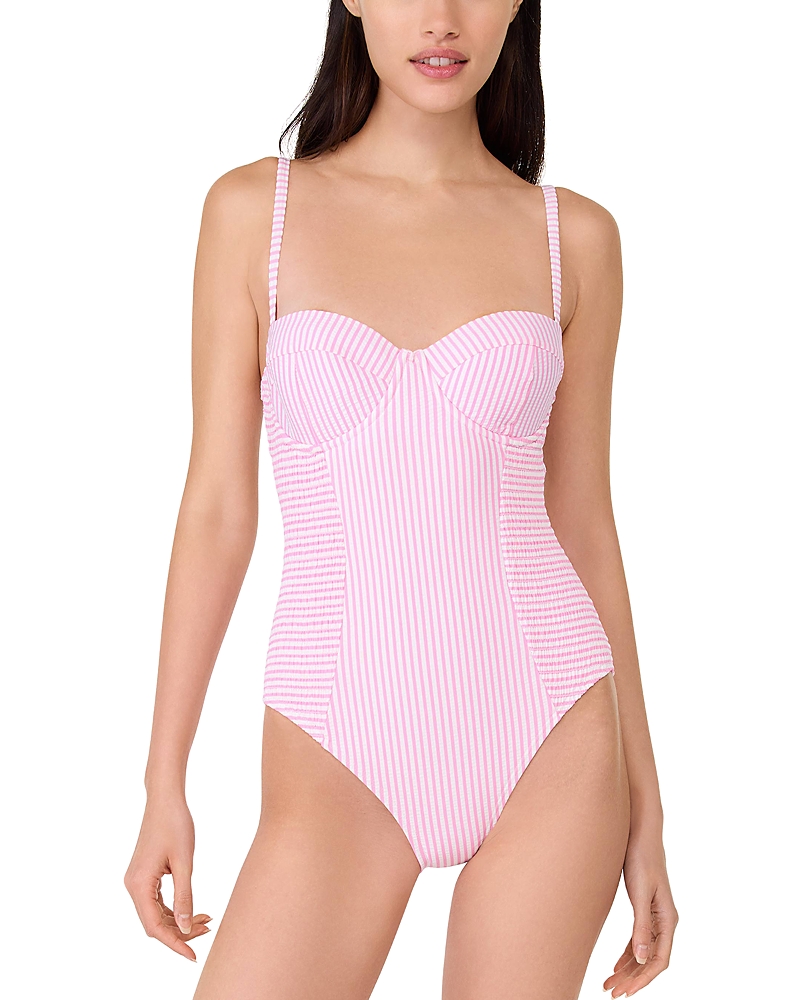 Kate Spade New York Smocked One Piece Swimsuit In Begonia Blush
