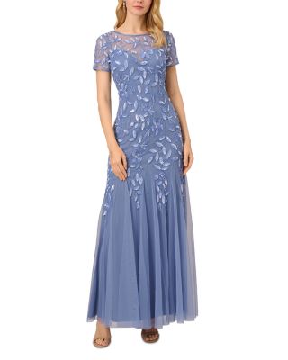 Adrianna Papell - Beaded Mesh Illusion Gown