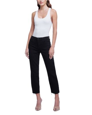 Sada High Rise Cropped Straight Leg Jeans in Noir