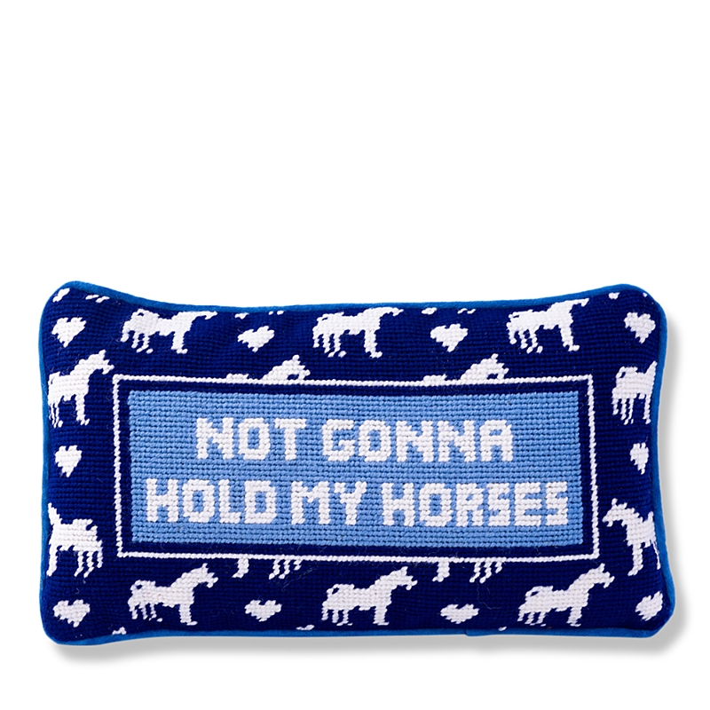 Furbish Studio Hold My Horses Needlepoint Pillow, 14 X 8 In Multi