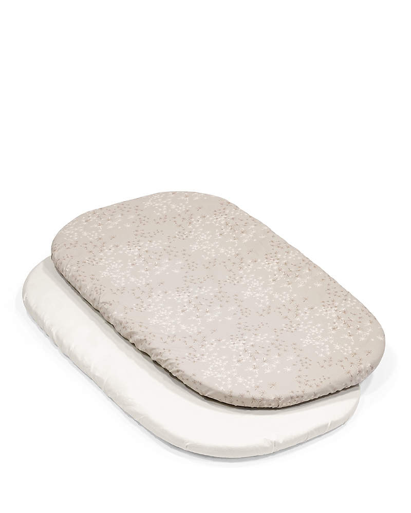 Stokke Snoozi Fitted Sheet, 2 Pack Ocs In Dandelion Beige / Vanilla Cream